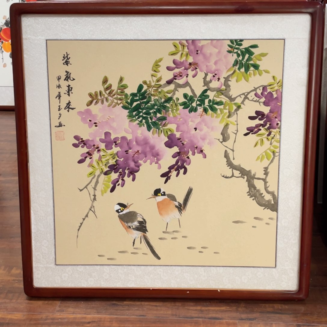 国画手绘带框尺寸63*63厘米