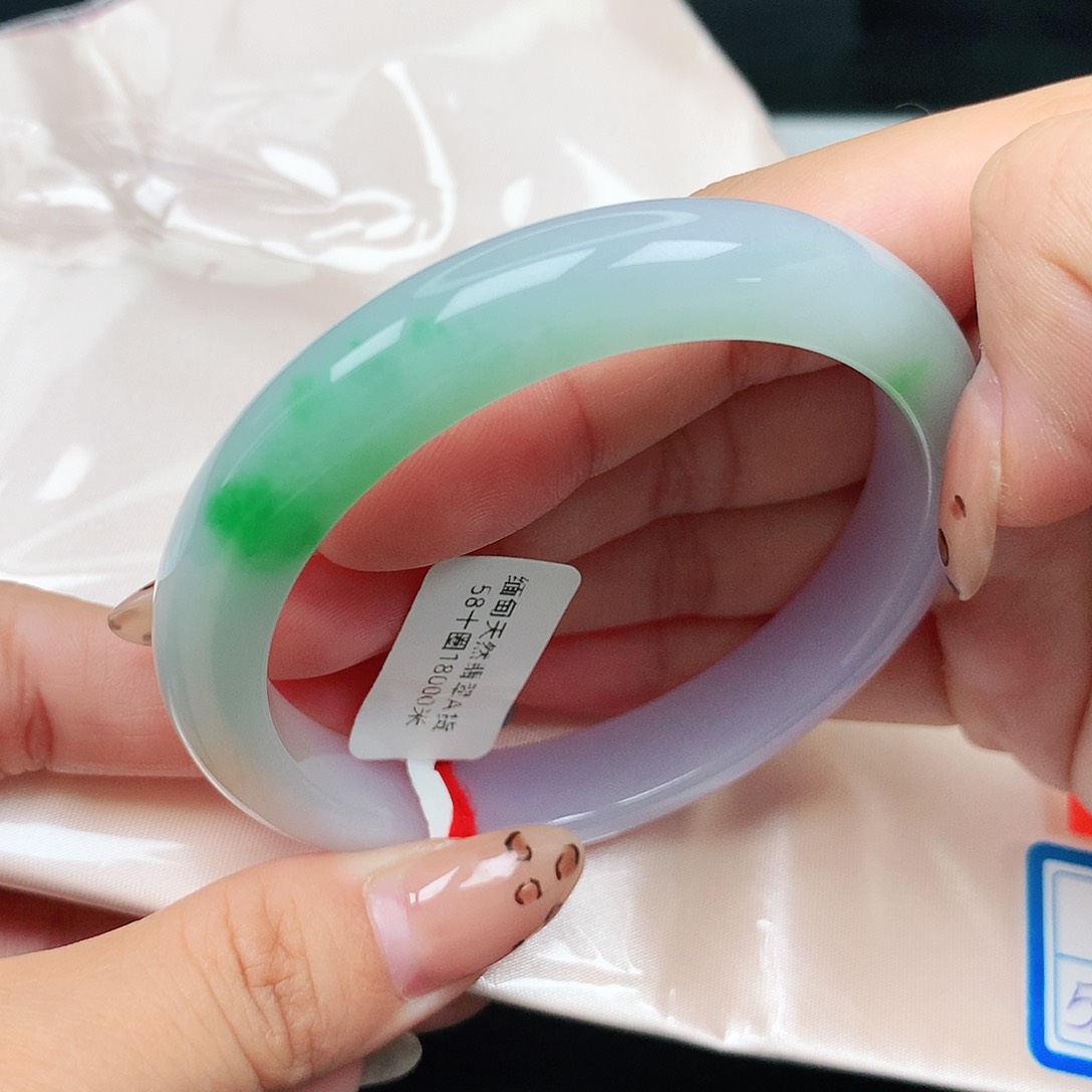 未镶嵌手镯翡翠春带彩13