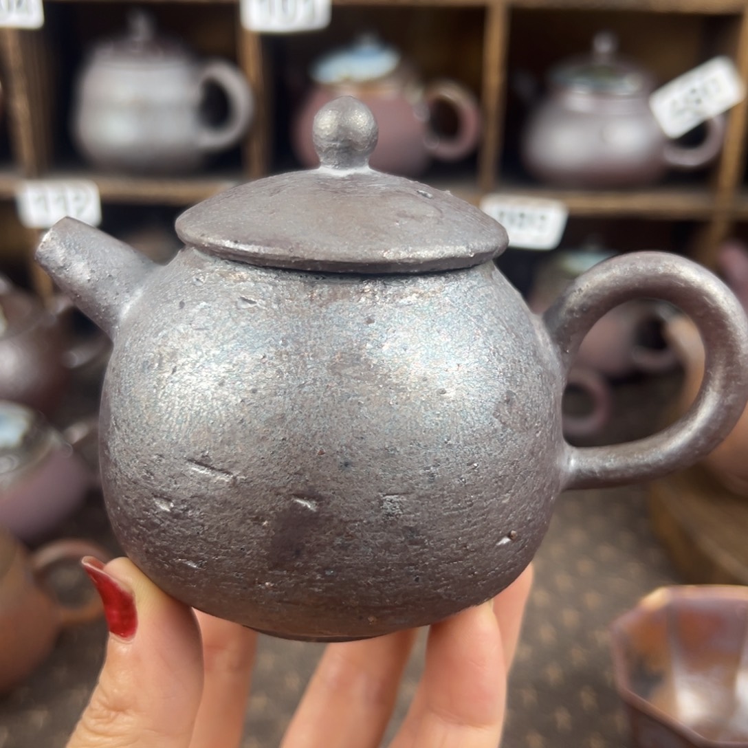 绿***盗柴烧柴烧茶器主人壶