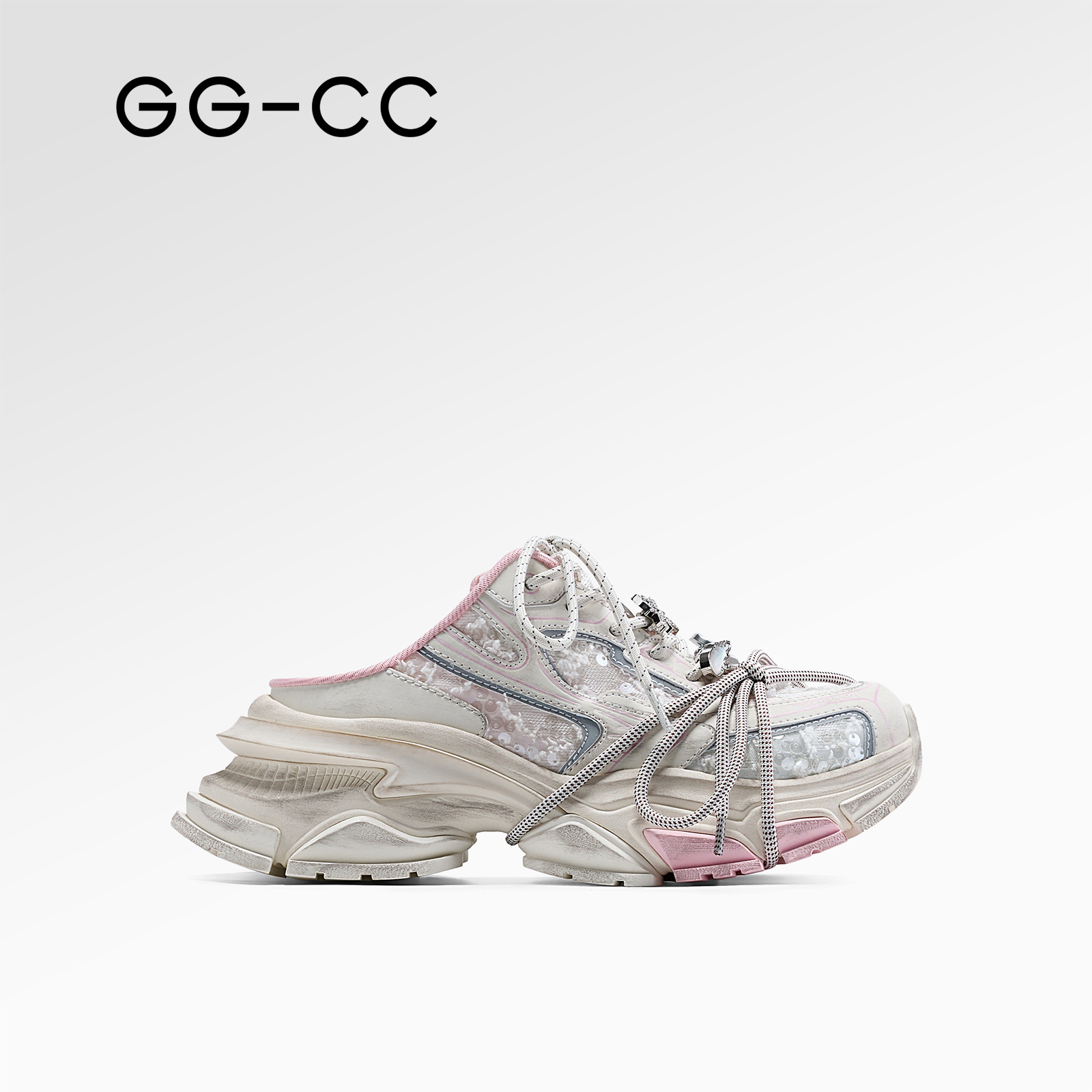 【林允同款】GG-CC未来电音2025年厚底包头老爹拖鞋女半拖鞋5901