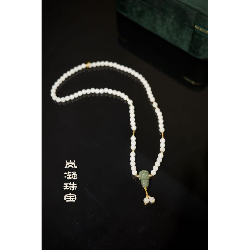 【LN岚凝珠宝】新疆 天泰白玉佛珠链【多样性发货】