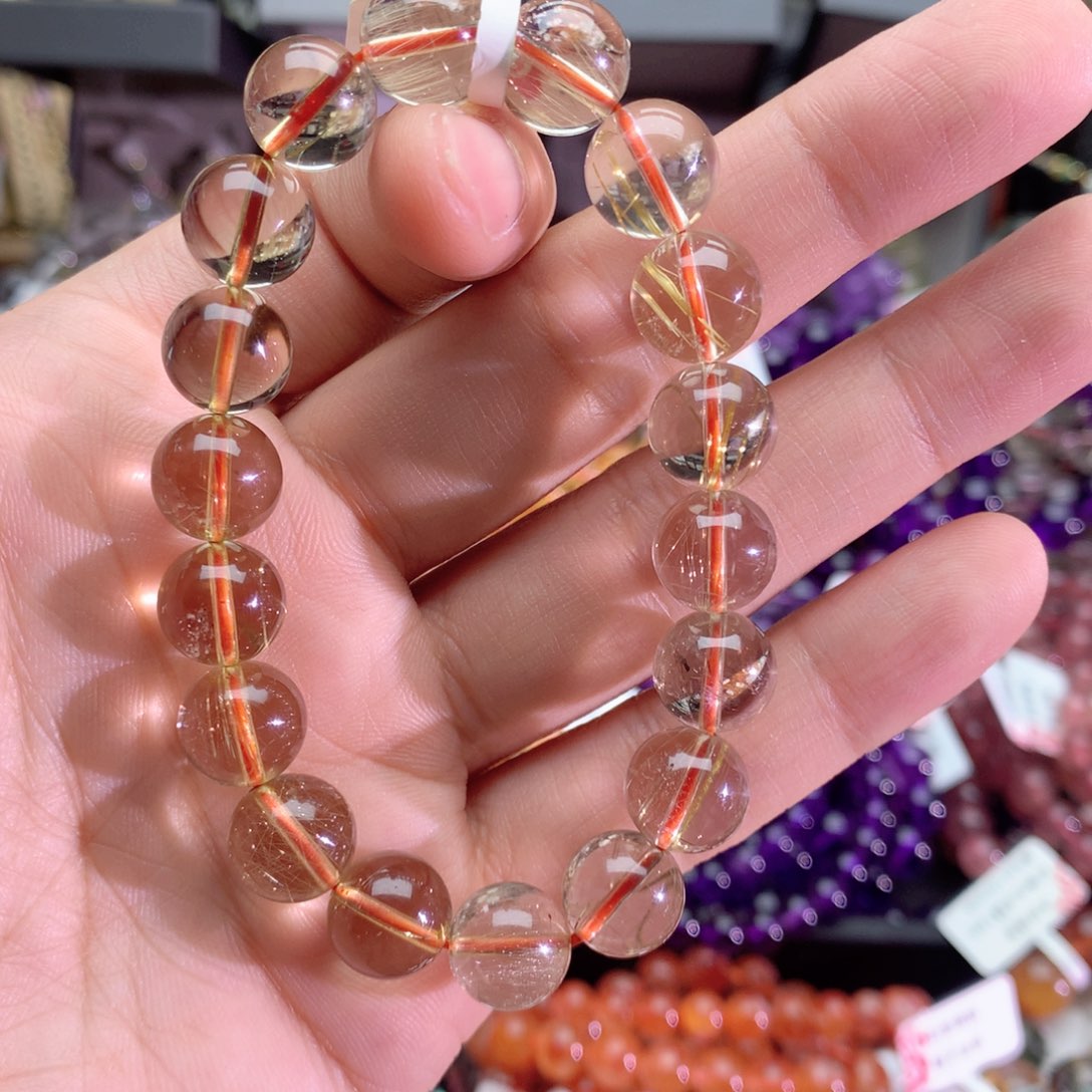 发晶手串未镶嵌成****浪钛晶手链11+