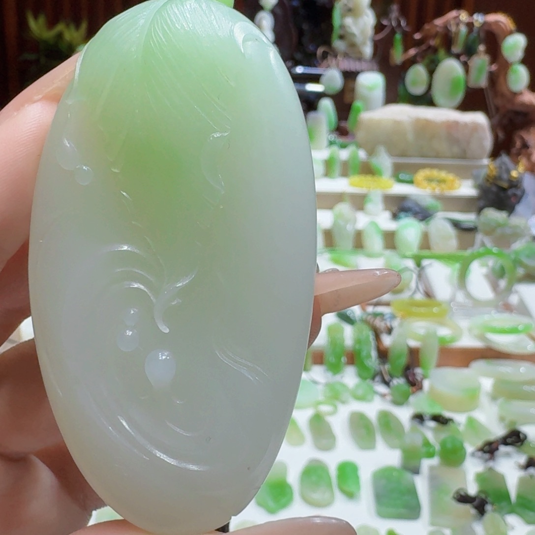 和田玉翠青大业有成未镶嵌