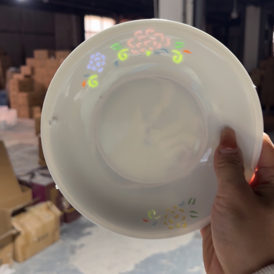 景德镇陶瓷骨碟两个微瑕七彩花弄影