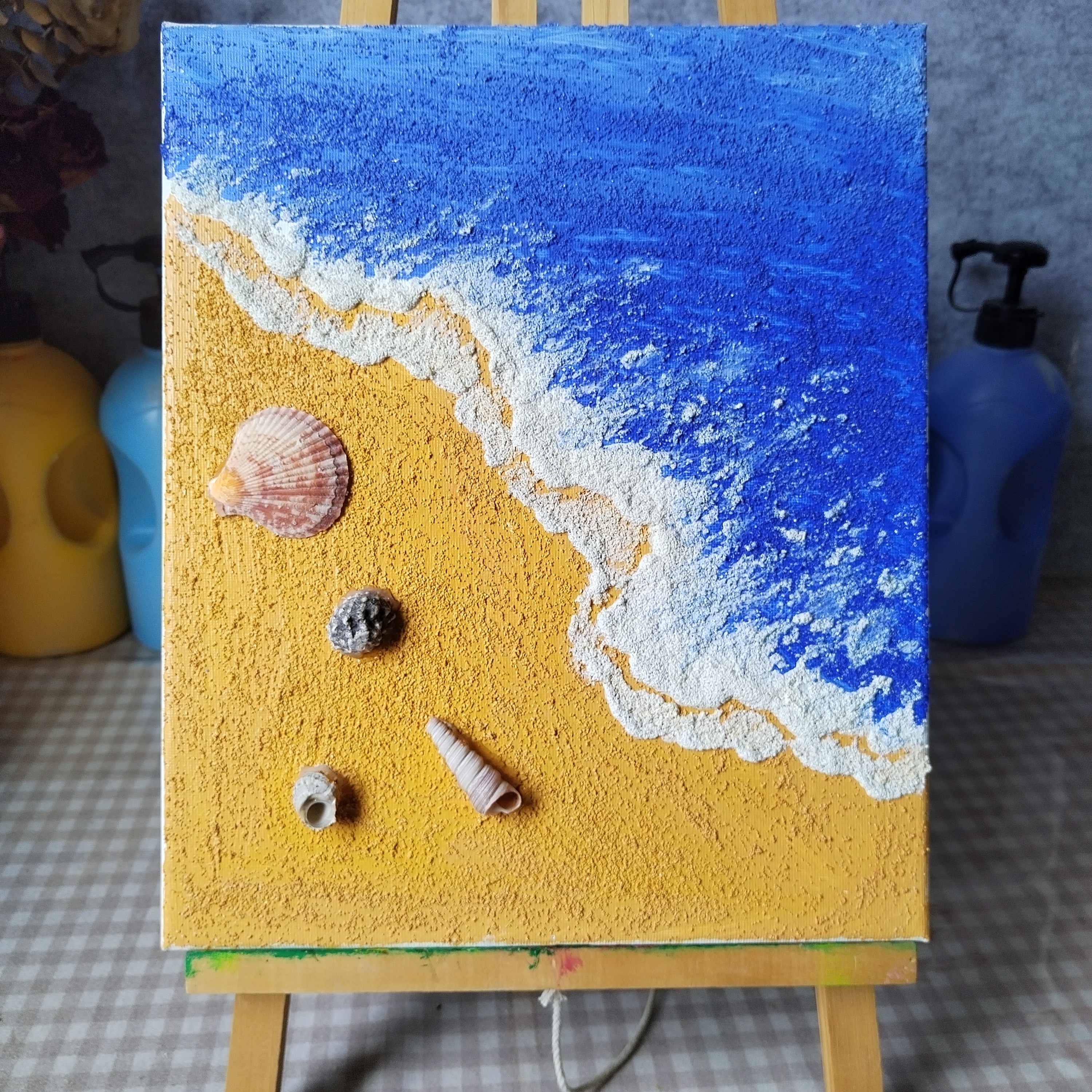 立体肌理画装饰画贝壳肌理画