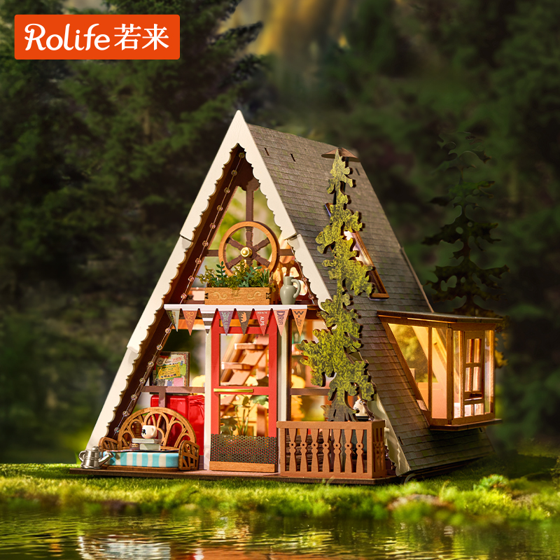 rolife/若来三角木屋diy艺术屋手工拼装小房子模型微缩场景礼物女