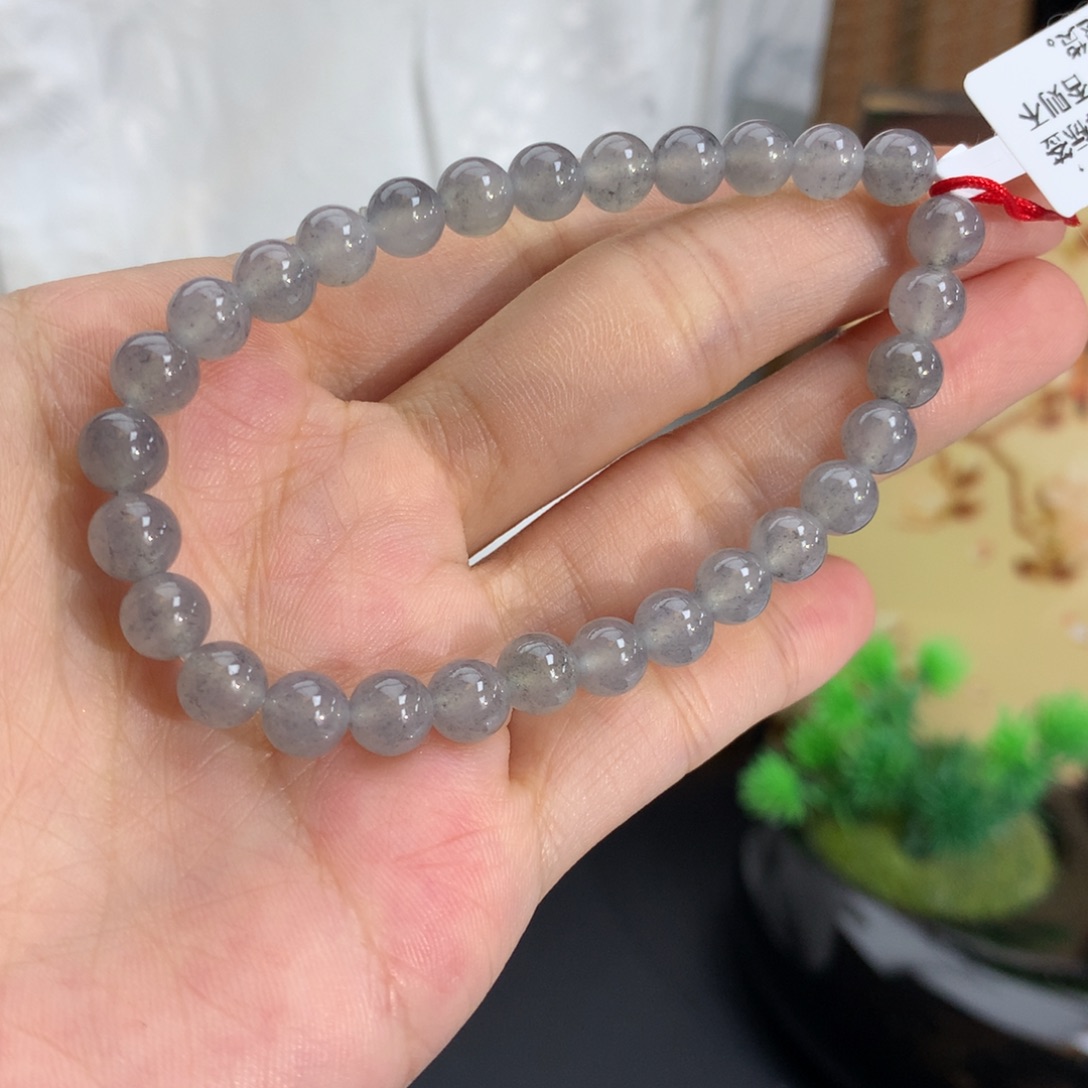 未镶嵌手串翡翠卡6.4冰胶乌鸡手串