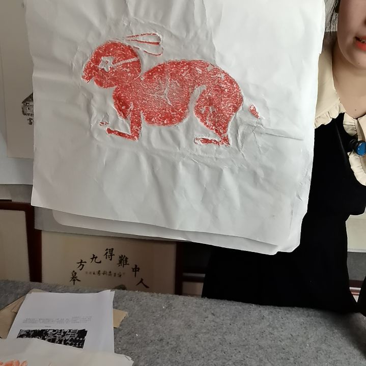 昌化石印石，兔子拓片一张，尺寸四尺四开