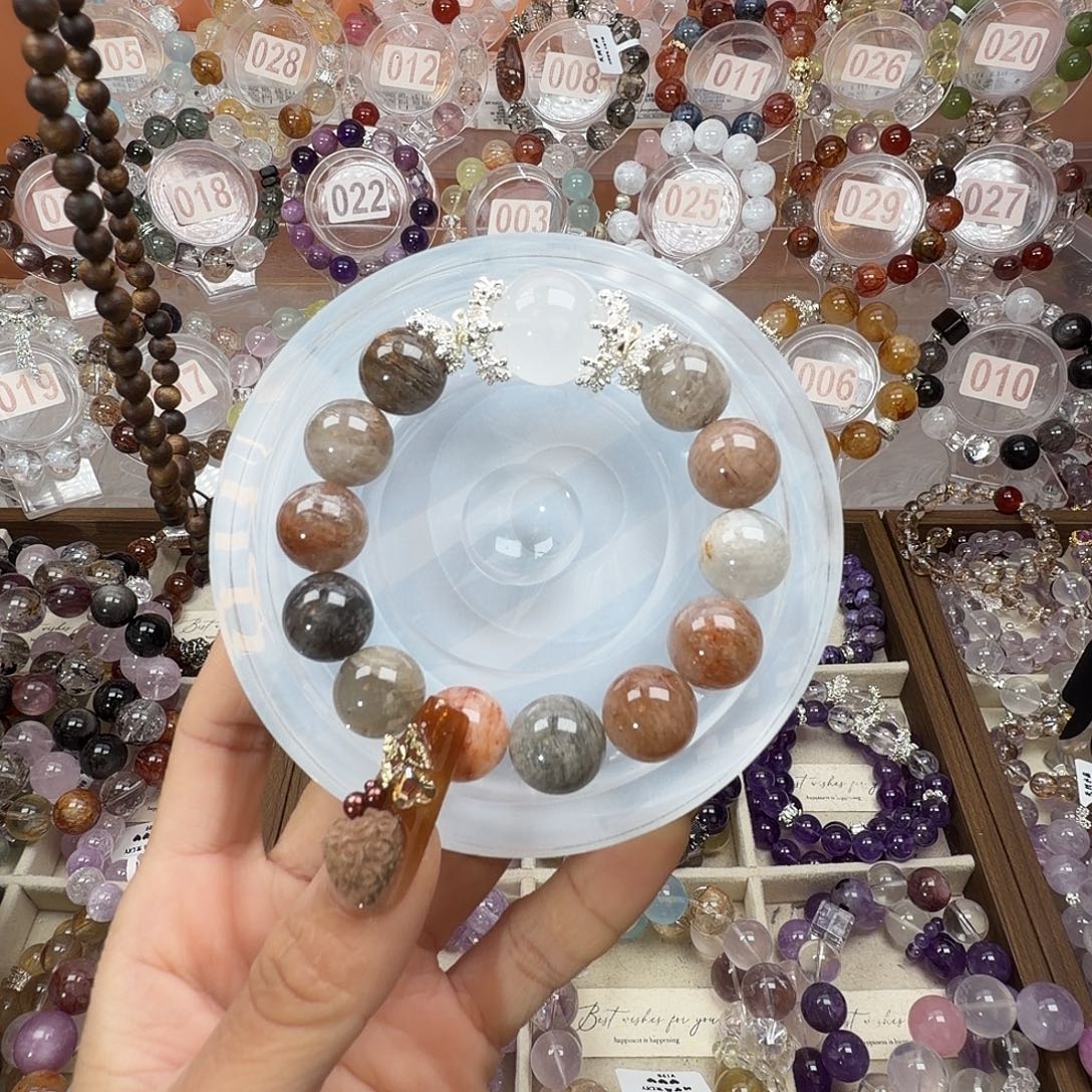 烟晶手链银S925镶嵌