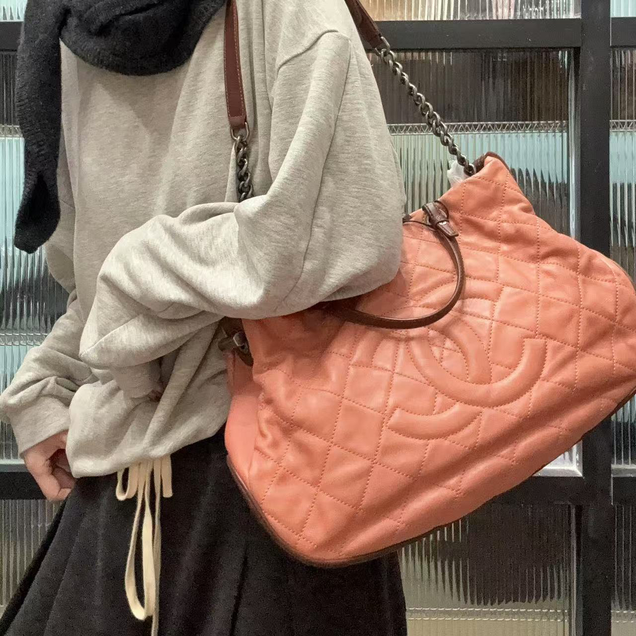 95新 Chanel/香奈儿 【蕾】 04 0279 橡皮粉腋下包
