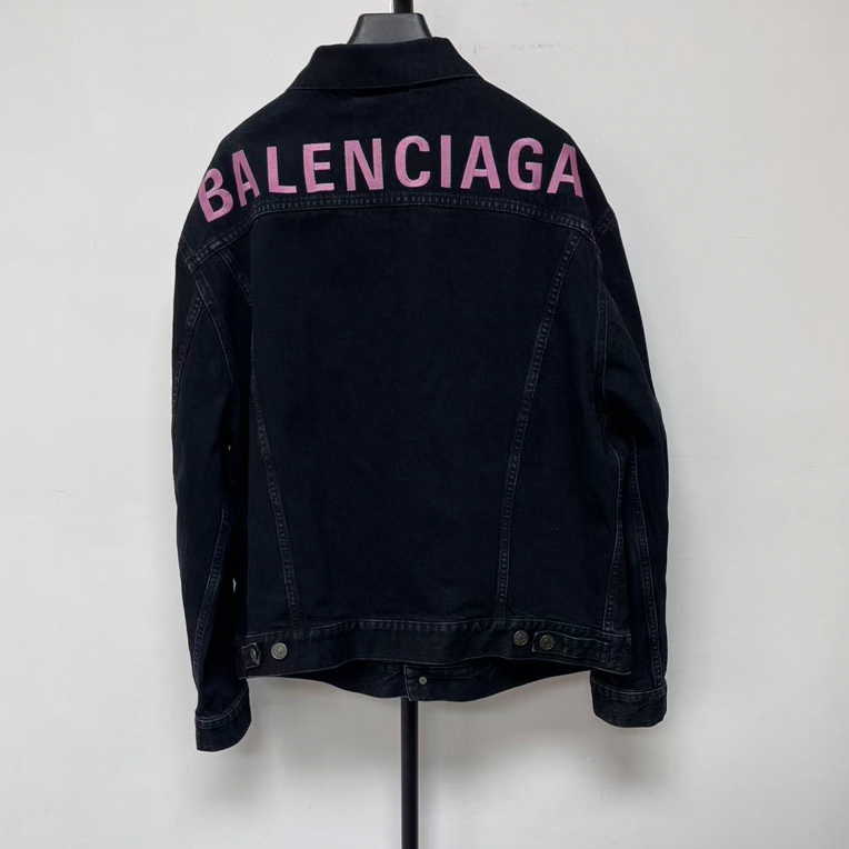 未使用 Balenciaga/巴黎世家 背后品牌字母刺绣牛仔外套 03841