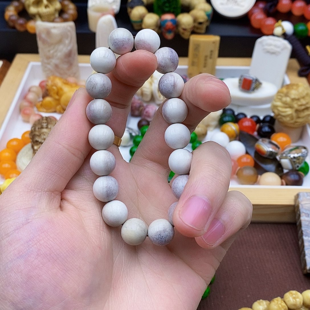 驼骨手串/手链12mm鹿角骨紫皮
