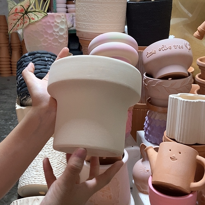 15×14白陶束腰盆 粗陶1个