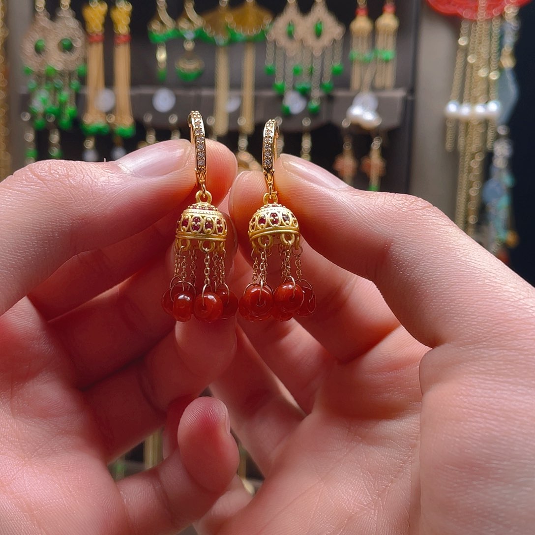 翡翠耳饰合金翡翠