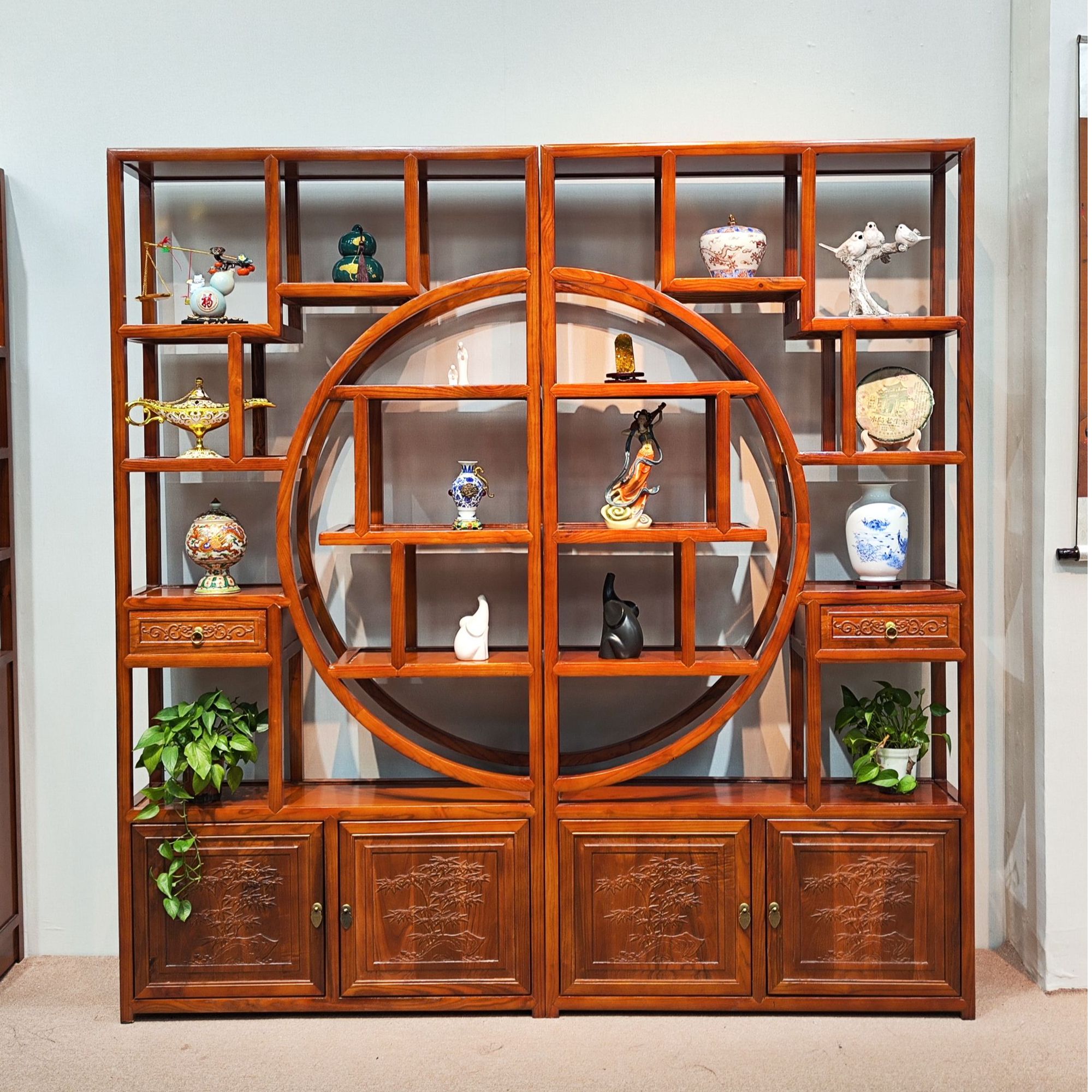 【放心买】中式美学大团圆精美实木博古架客厅书房收纳必备