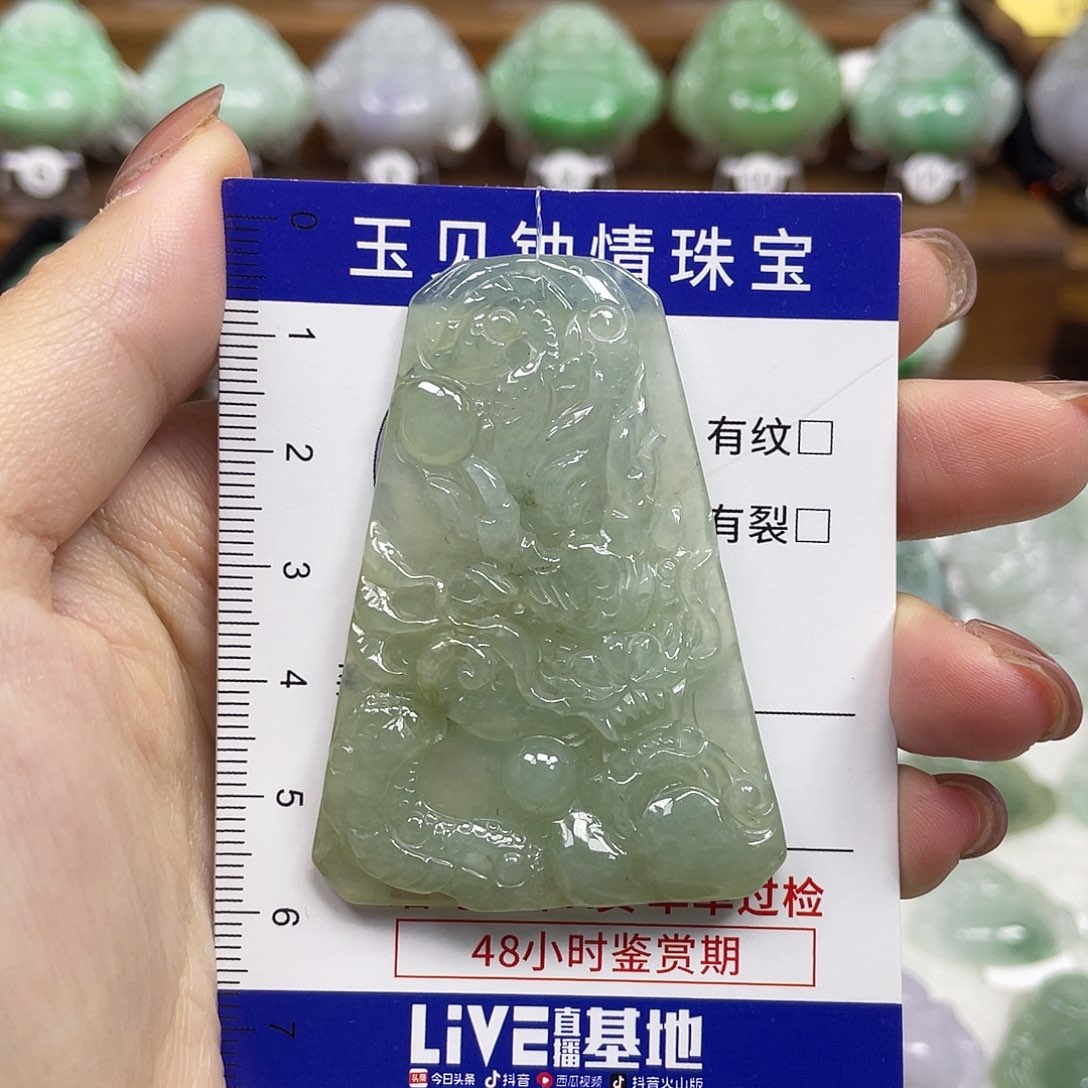 翡翠未镶嵌颈饰龙牌