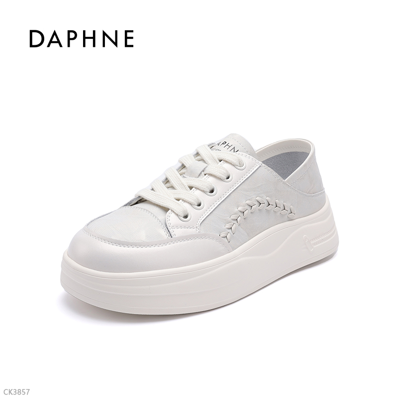 达芙妮一脚蹬小白鞋女2025秋新款皮面潮流百搭懒人鞋圆头休闲鞋RR