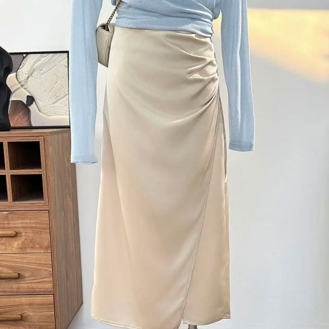 NN3570-时尚女装设计感半身裙不规则百搭高腰