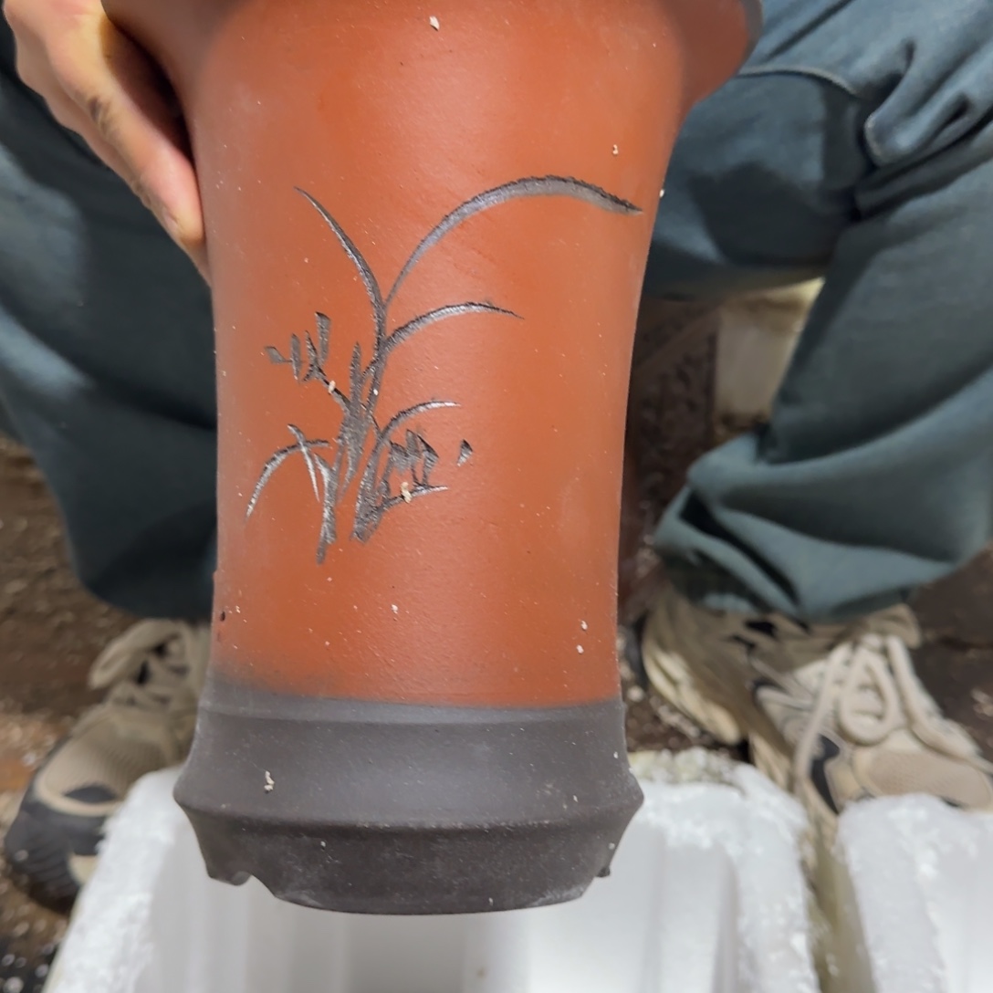 紫砂花盆口径19厘米