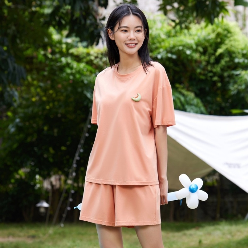 【绿野奇境】韩蜜蜜夏季新款带胸垫两件套家居服时尚可外穿透气睡衣
