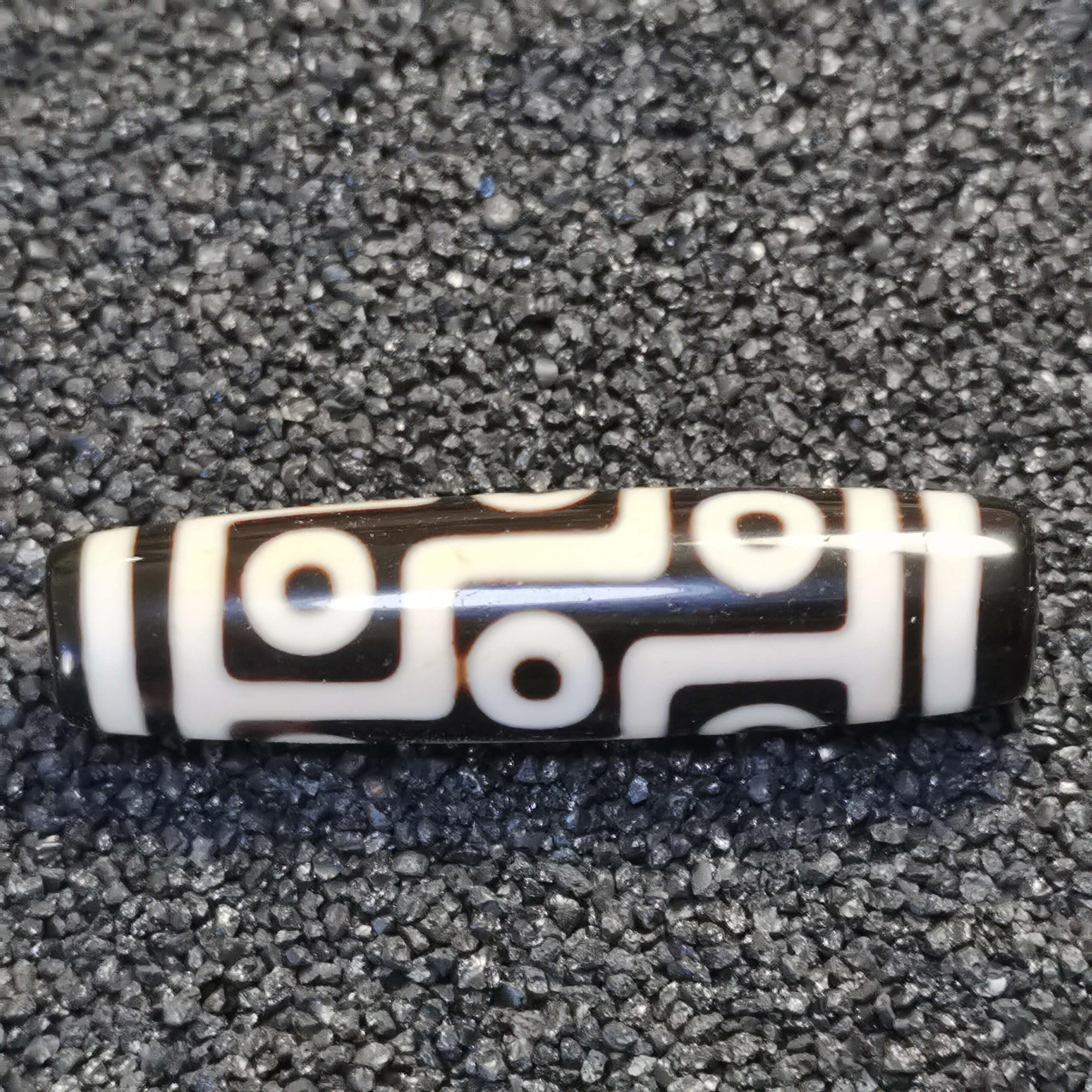 巴西料黑白折线九眼玛瑙天珠体验盘变乐趣