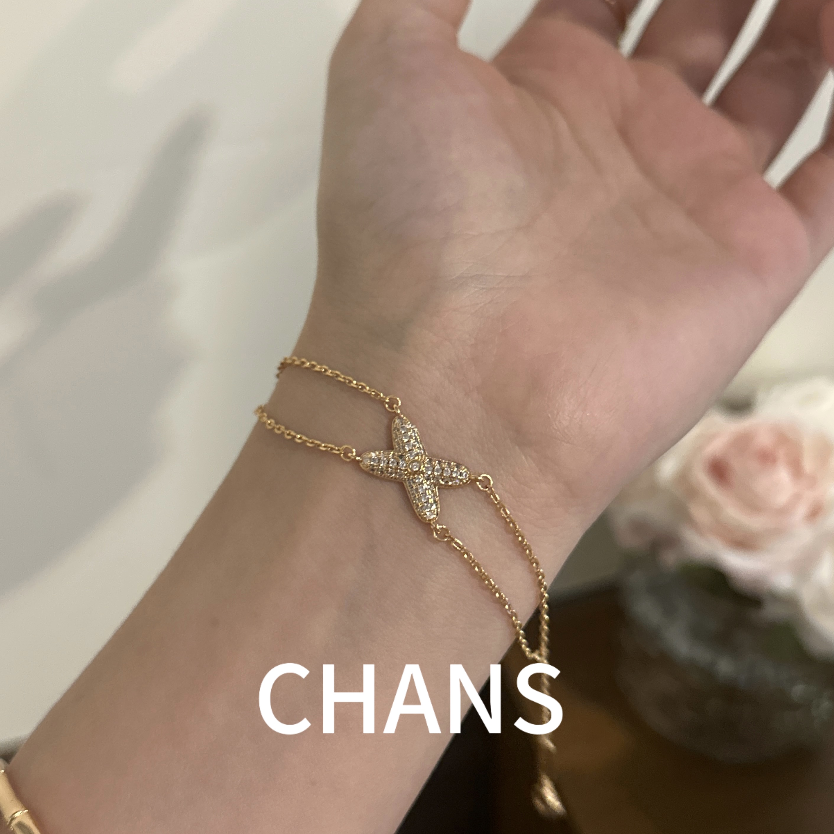 铜合金手链 镀18K金设计师款克X交叉经典轻奢时尚手链