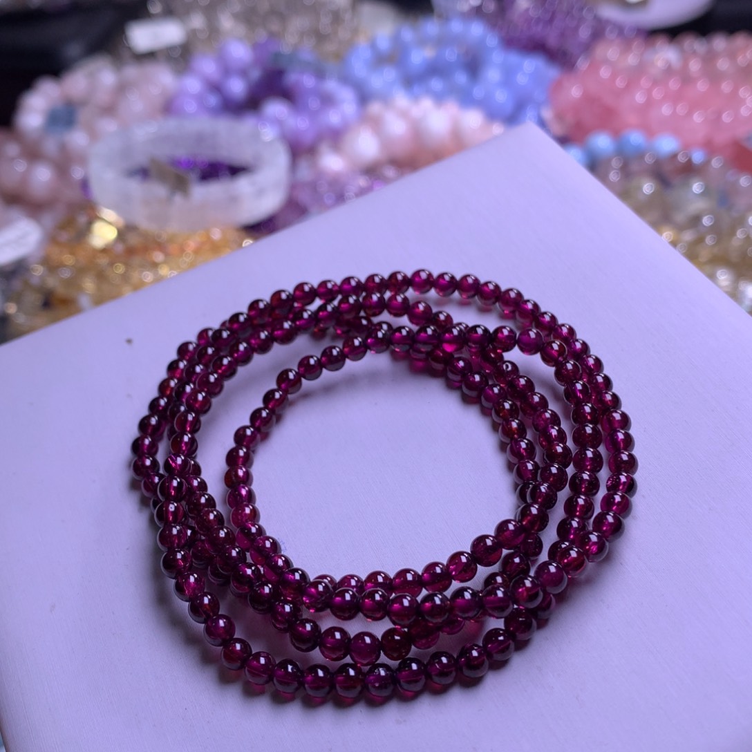 未镶嵌手链水晶石榴石多圈4m