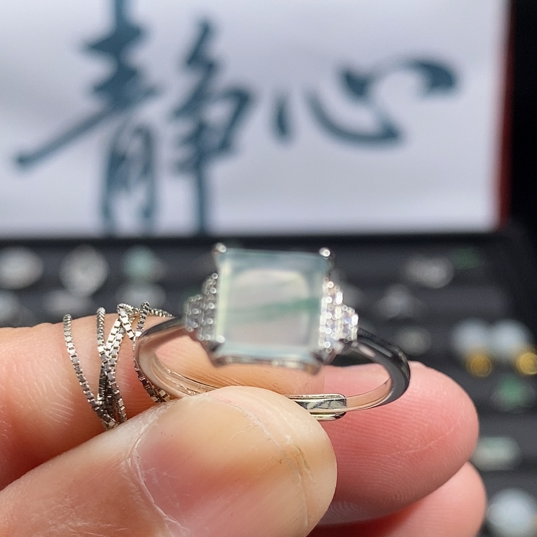 翡翠银S925镶嵌戒指