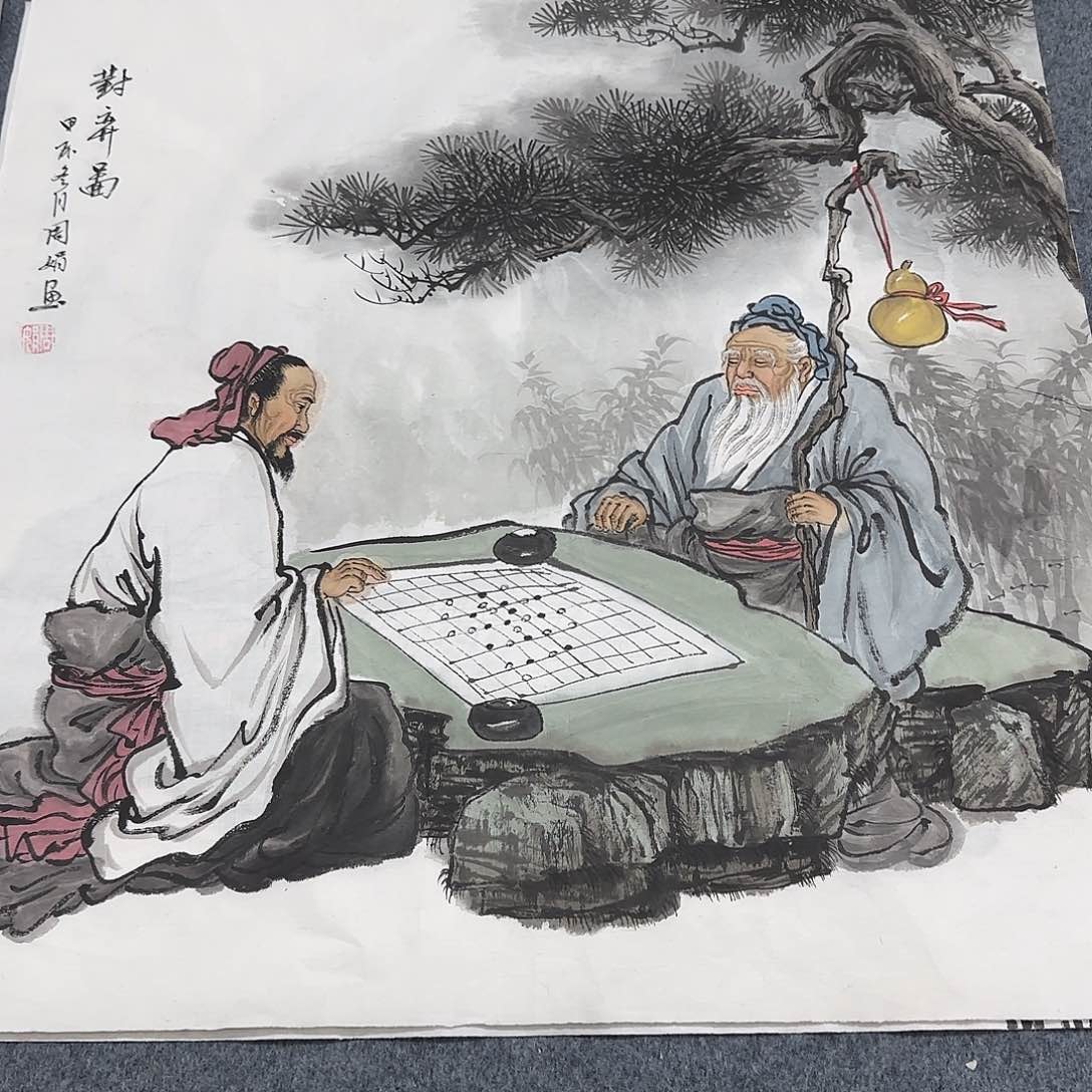 国画尺寸70X70手绘作品 