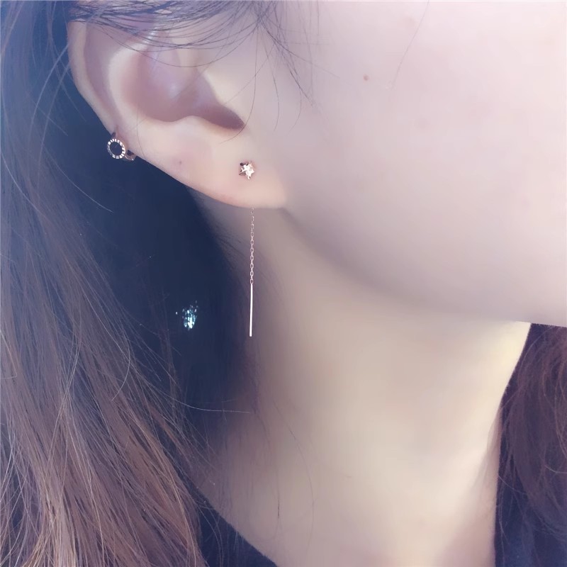 14K玫瑰金星星时尚耳线女精致显脸小