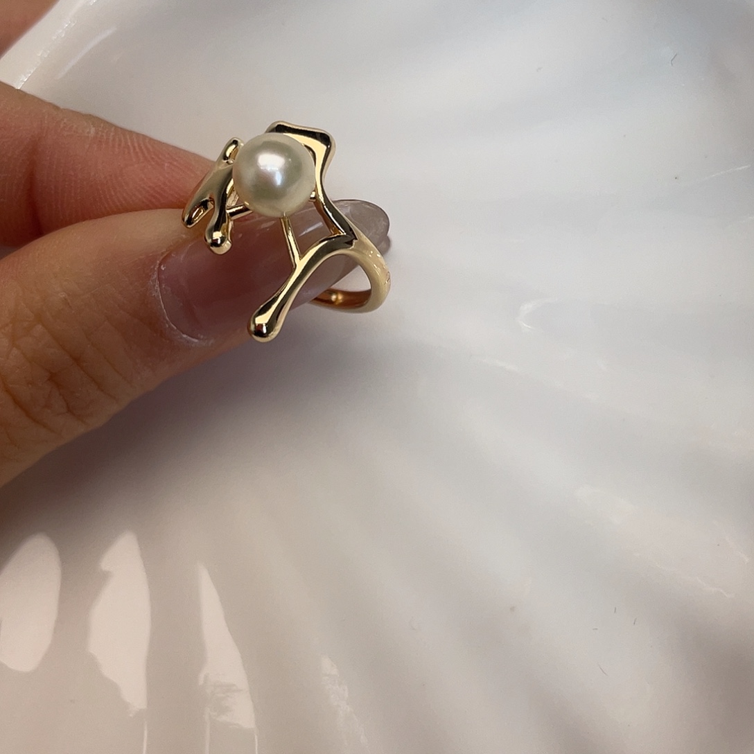 戒指海水珍珠银S925镶嵌