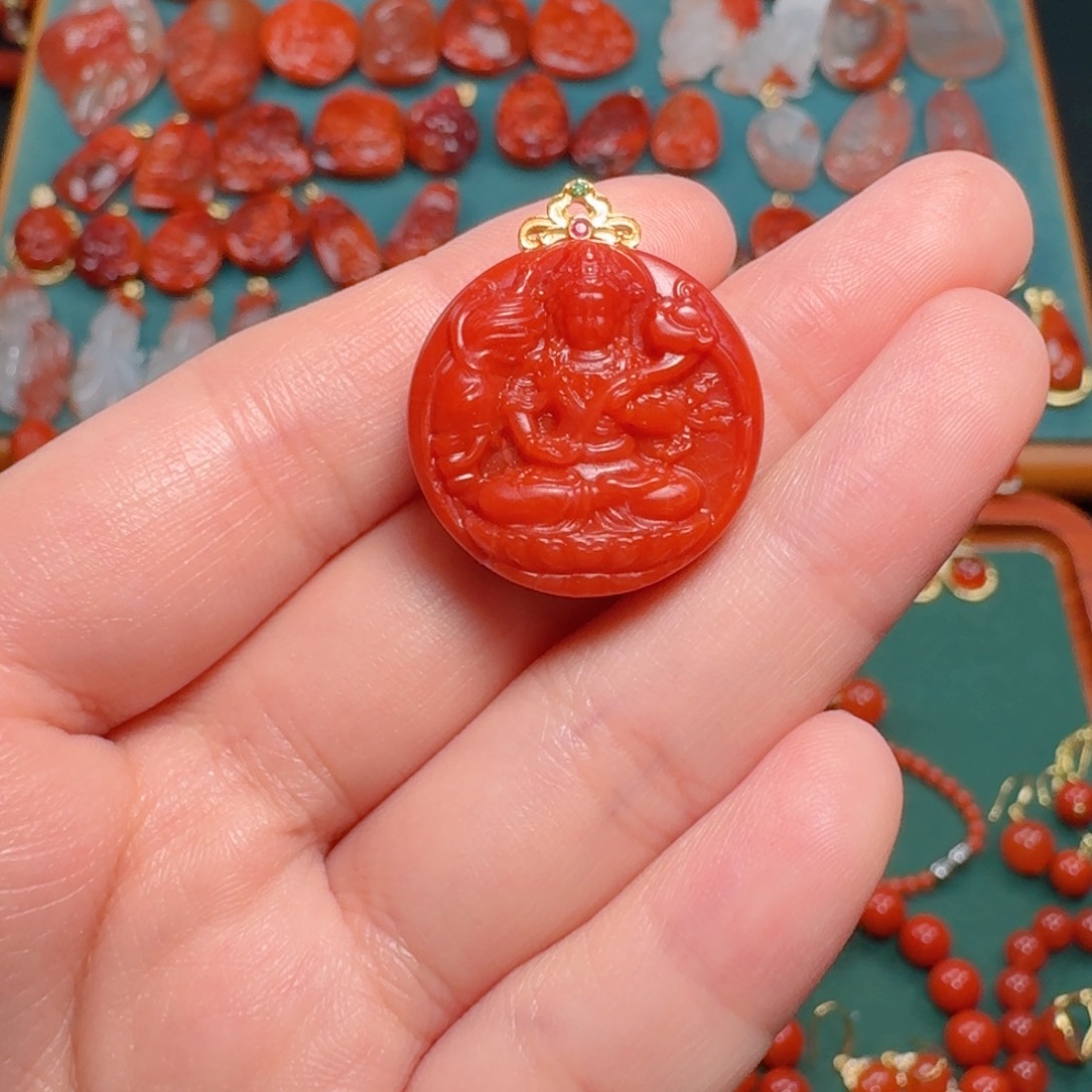 南红玛瑙南红18K金镶嵌