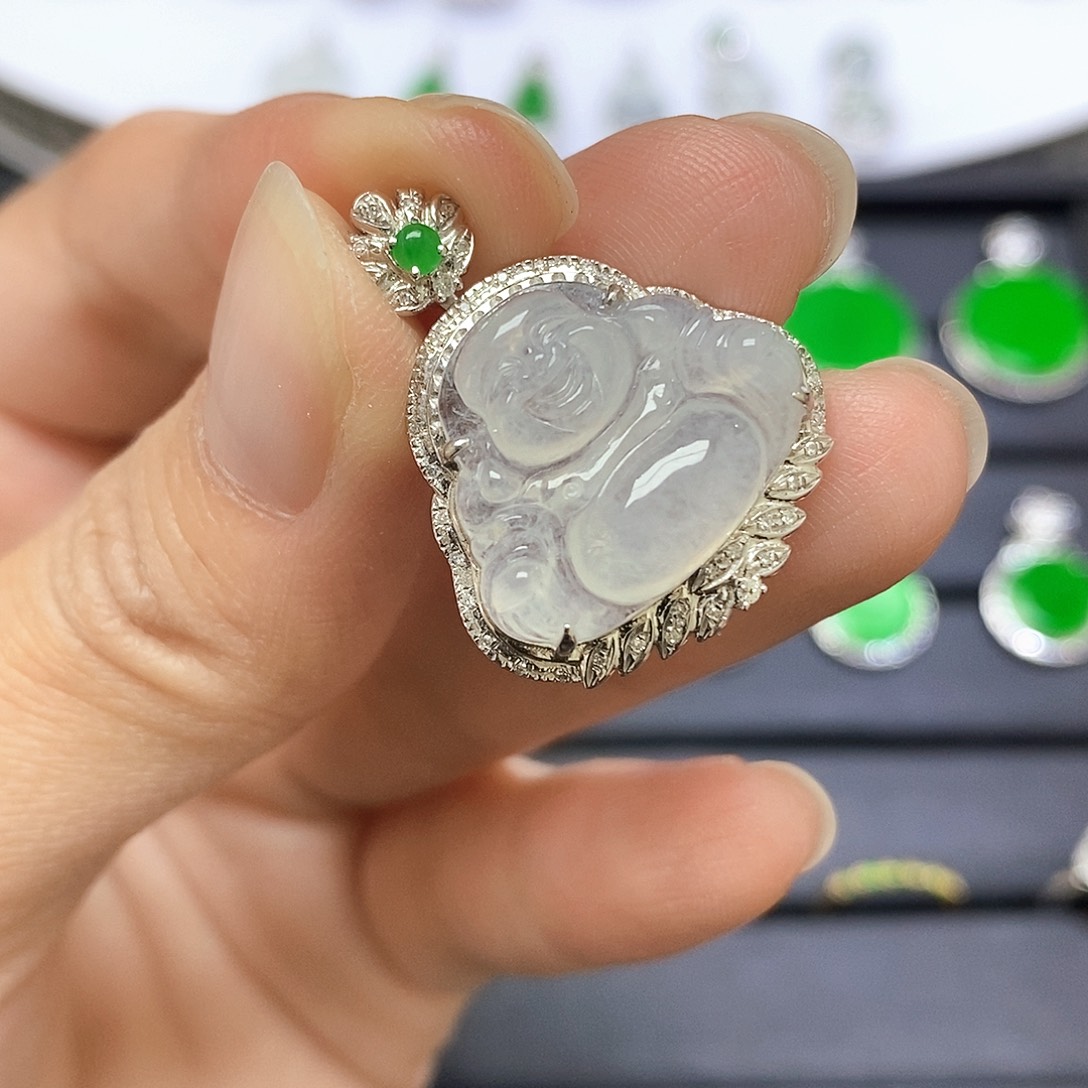 翡翠18K金镶嵌吊坠(不含链)