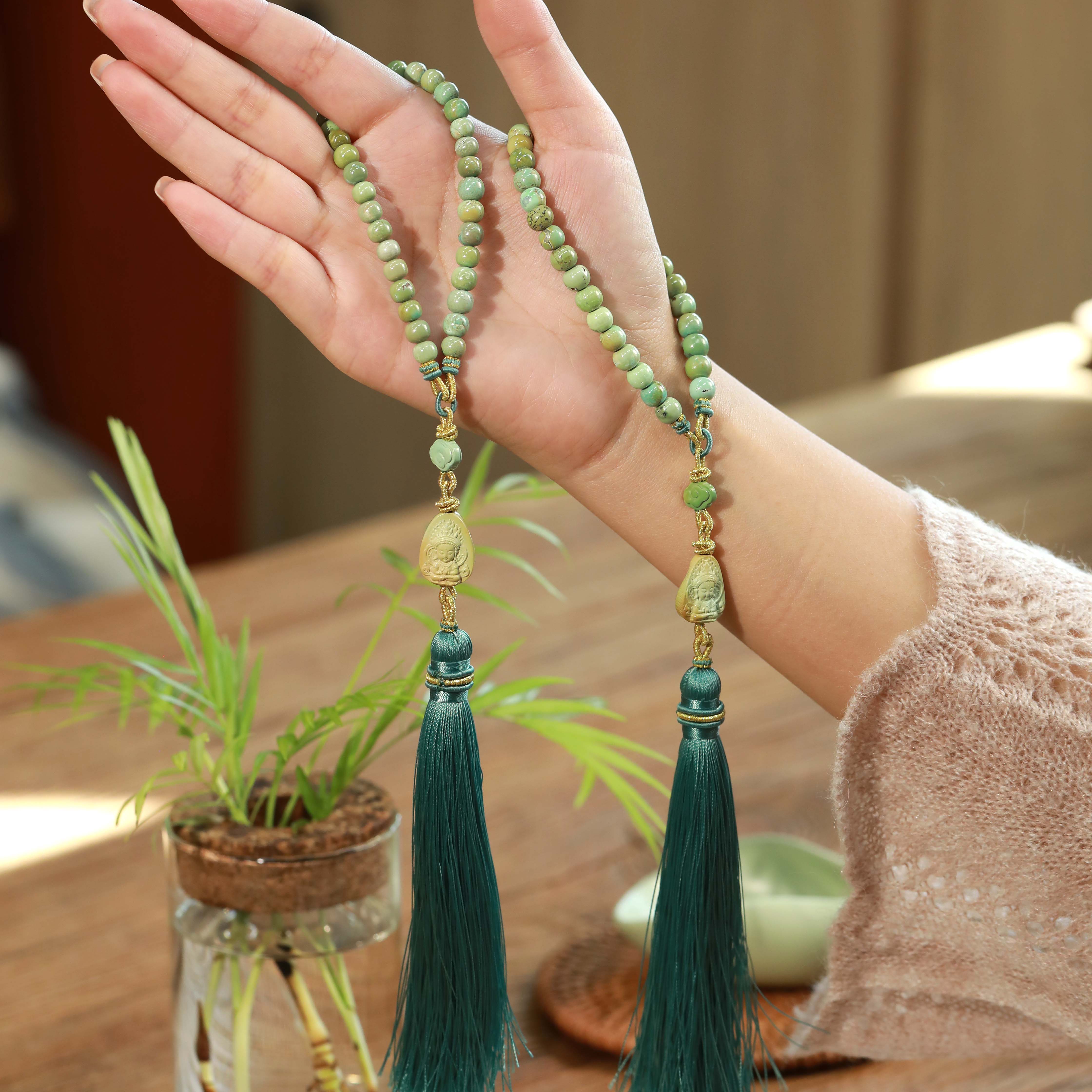 霖泽|绿松石度母手持手串复古国风时尚潮流气质百搭0314