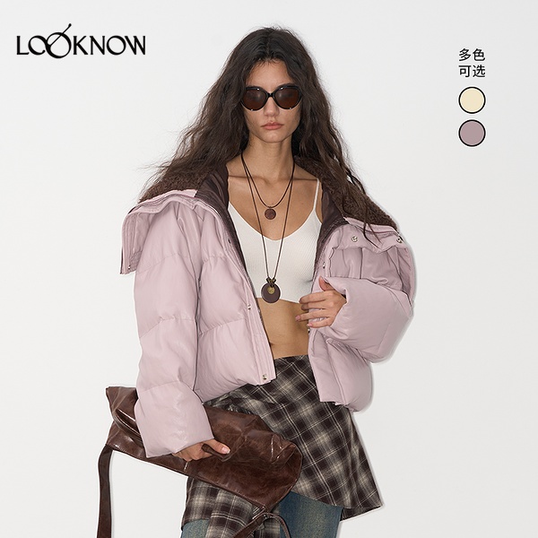 IF BY LAND X LOOKNOW25秋冬新品黄色蛋白皮毛领羽绒服