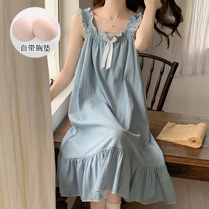 开叉包臀睡裙甜美睡衣居家服套装宽松休闲睡衣服A104