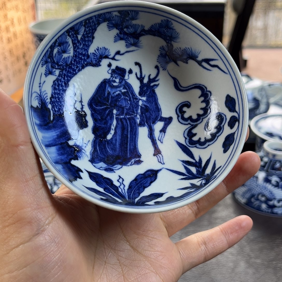 朝岚夕霞仿至正元青花原矿釉烧制全手绘主人杯