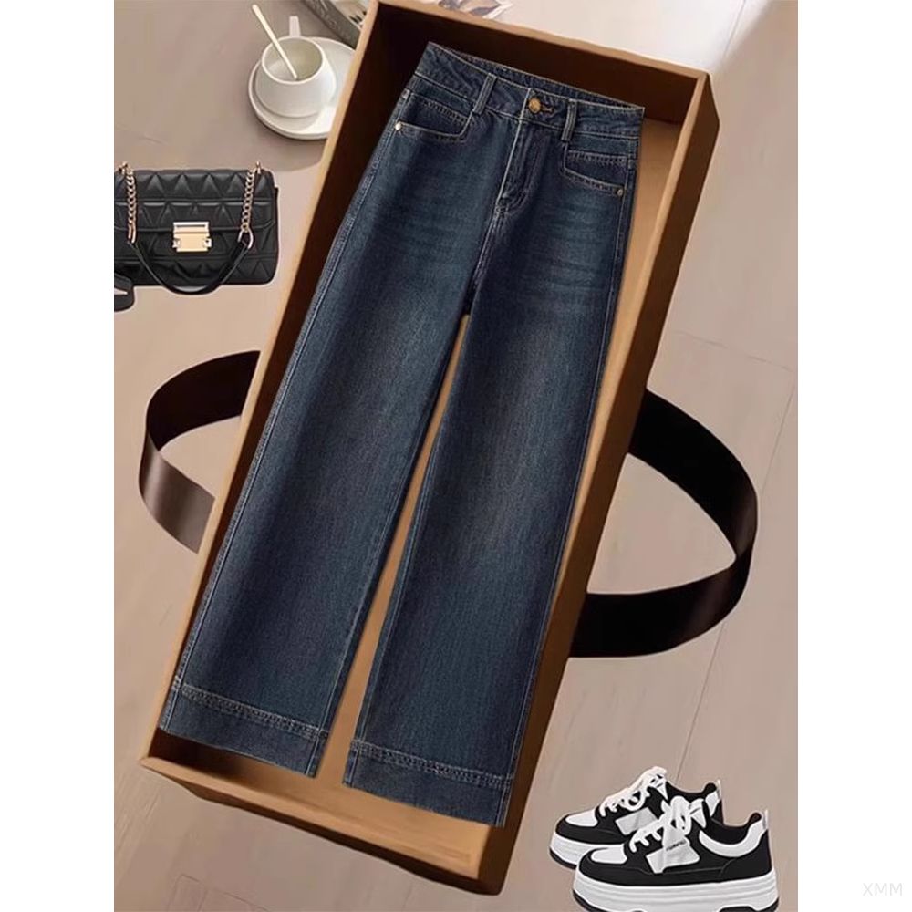 爱依服【正品撤柜】欧货高端冷茶色窄版阔腿直筒牛仔裤女2025秋冬新