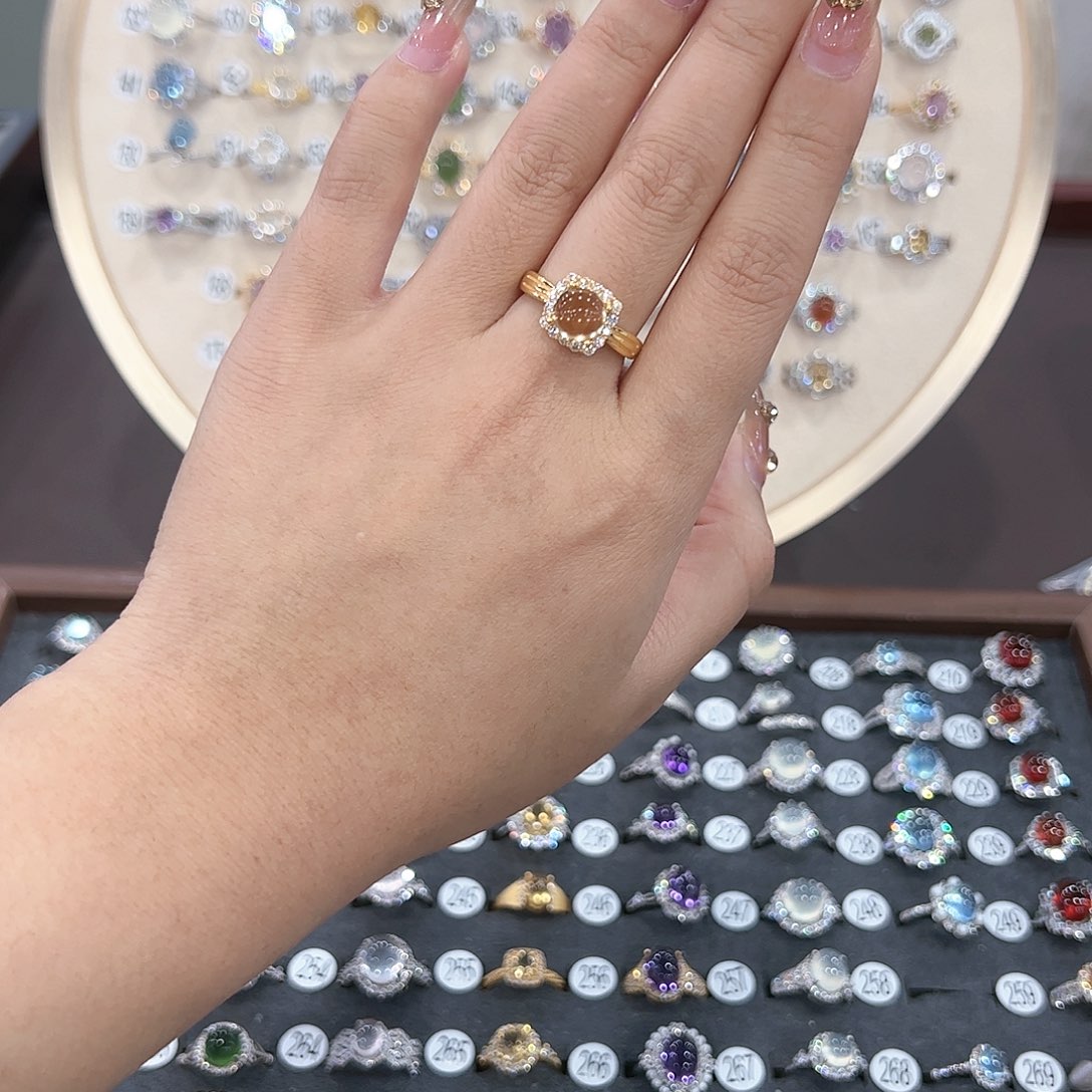 蛇纹石玉戒指银S925镶嵌