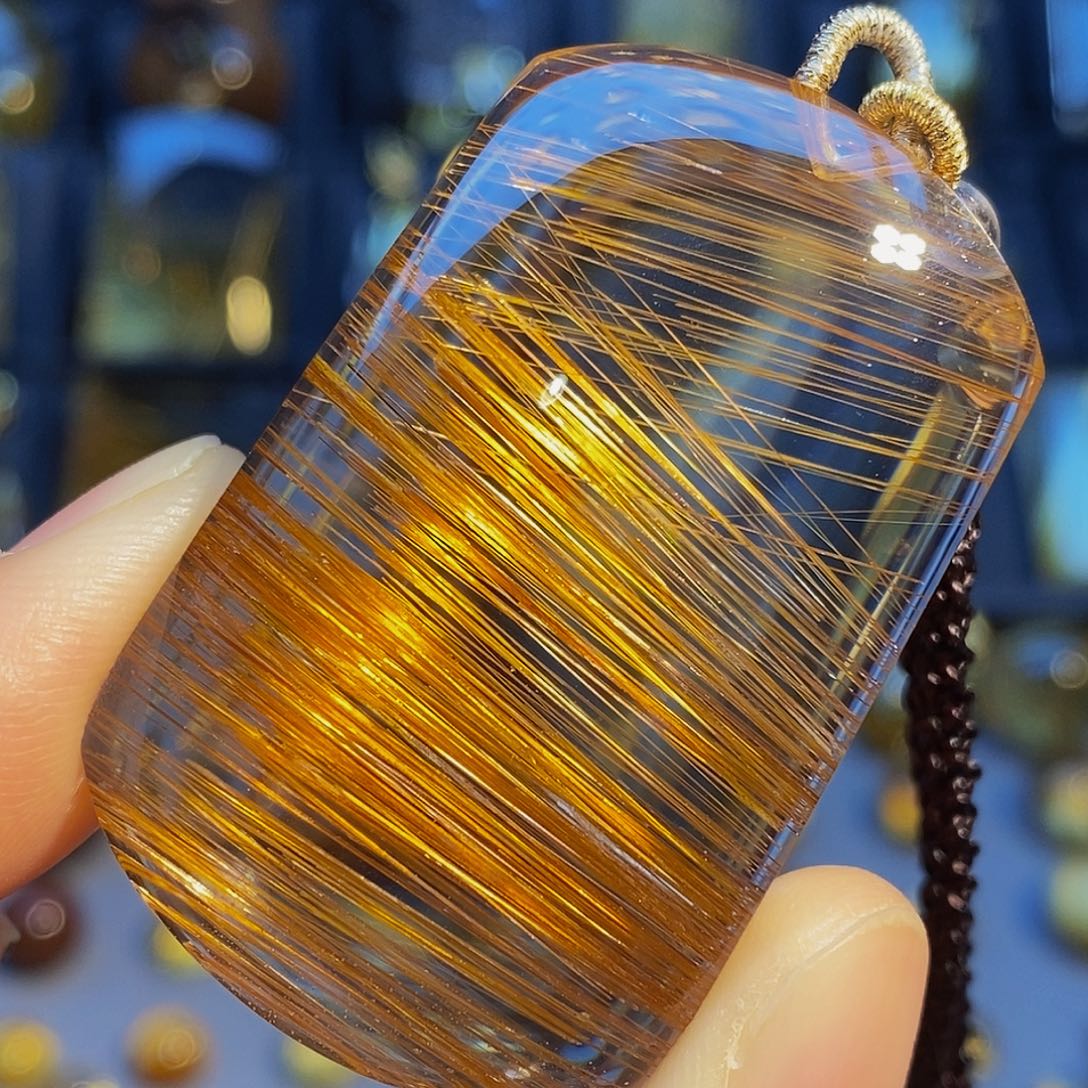 水晶未镶嵌颈饰天然净体顺铜发晶无事牌吊坠