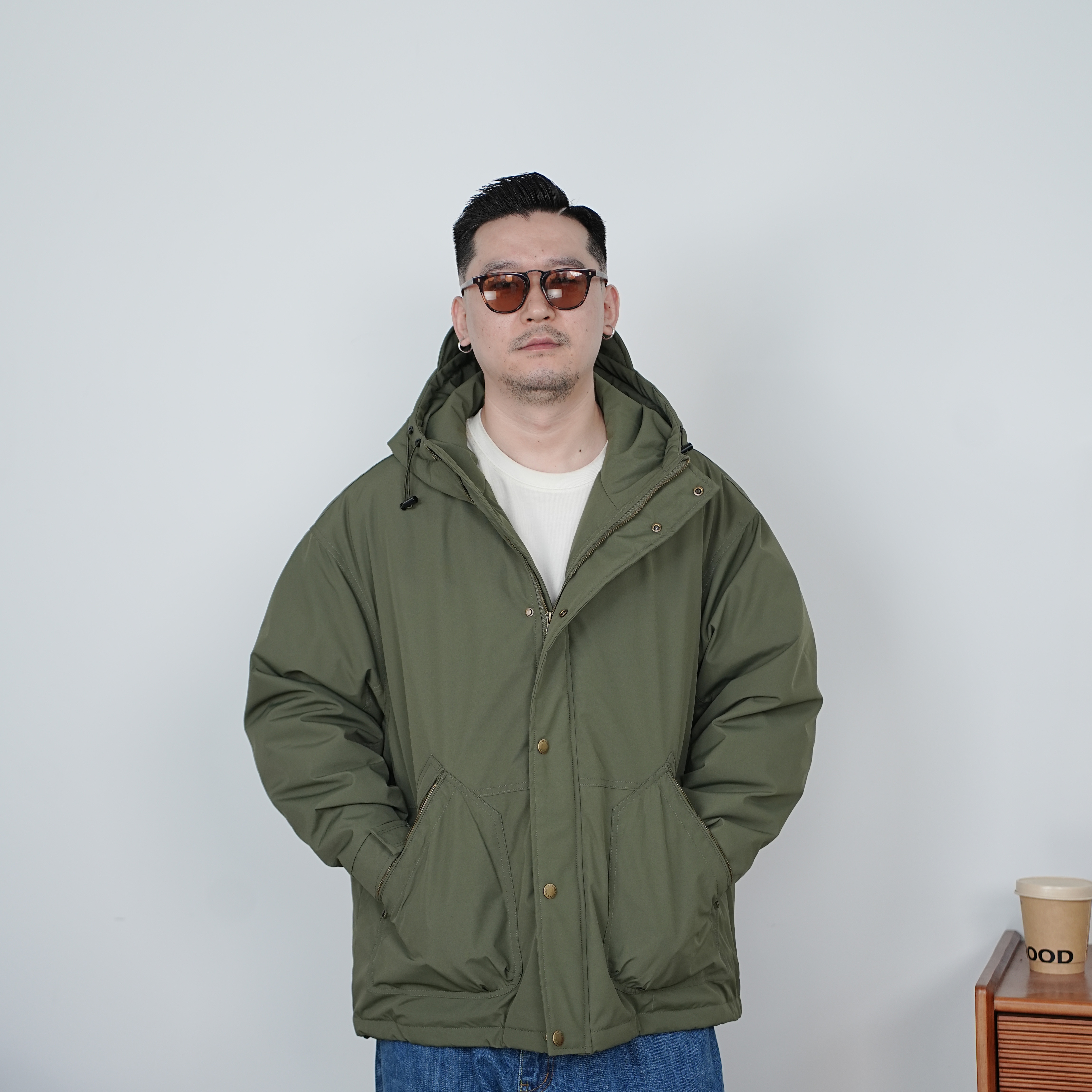 25FW冬季重磅复古工装羽绒服户外休闲连帽宽松白鸭绒羽绒服