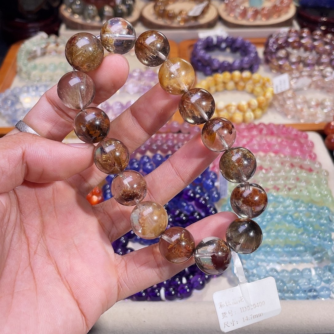 水晶未镶嵌手链钛晶花14.7mm