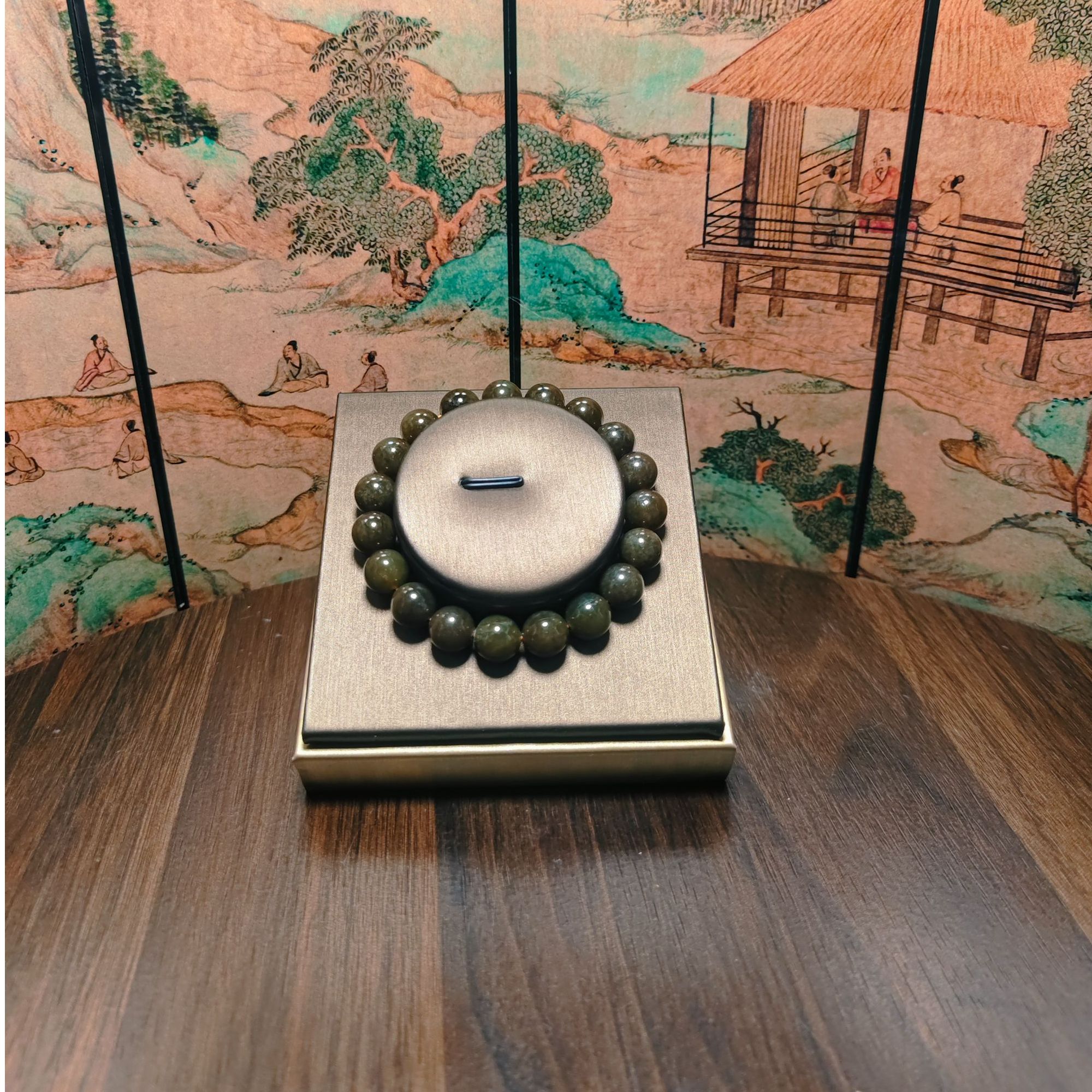 N和田玉且末糖圆珠手串（卡10）0064