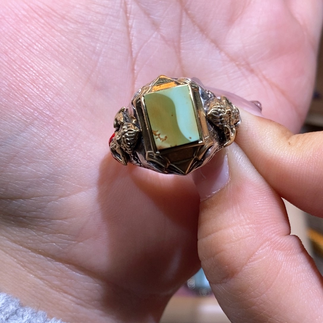 绿松石戒指银S925镶嵌戒指