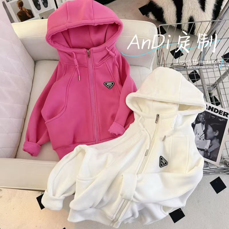 〖ANDI〗安迪订制秋季新款女童中大童时尚休闲加绒连帽卫衣5308