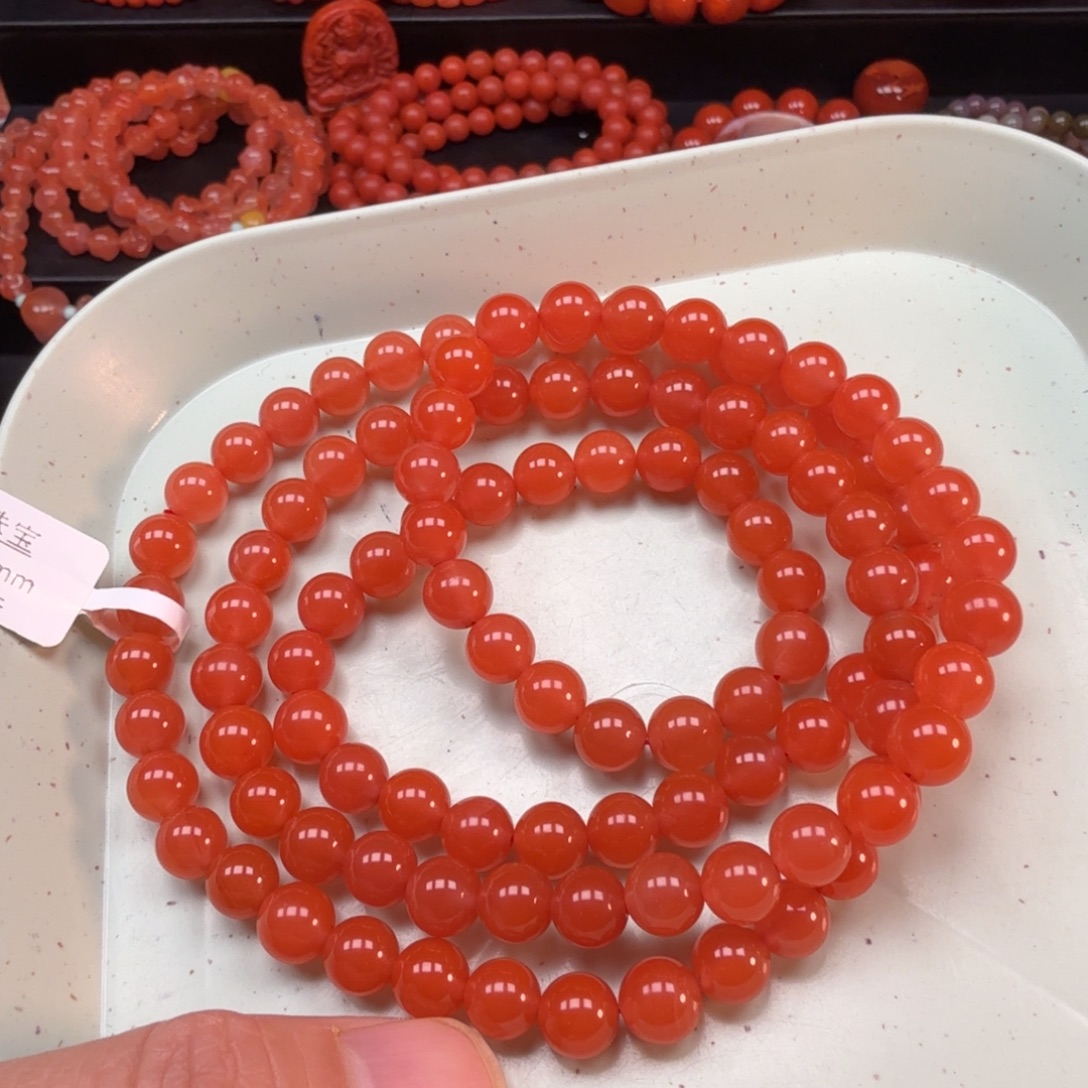 南红玛瑙未镶嵌手串7.5mm