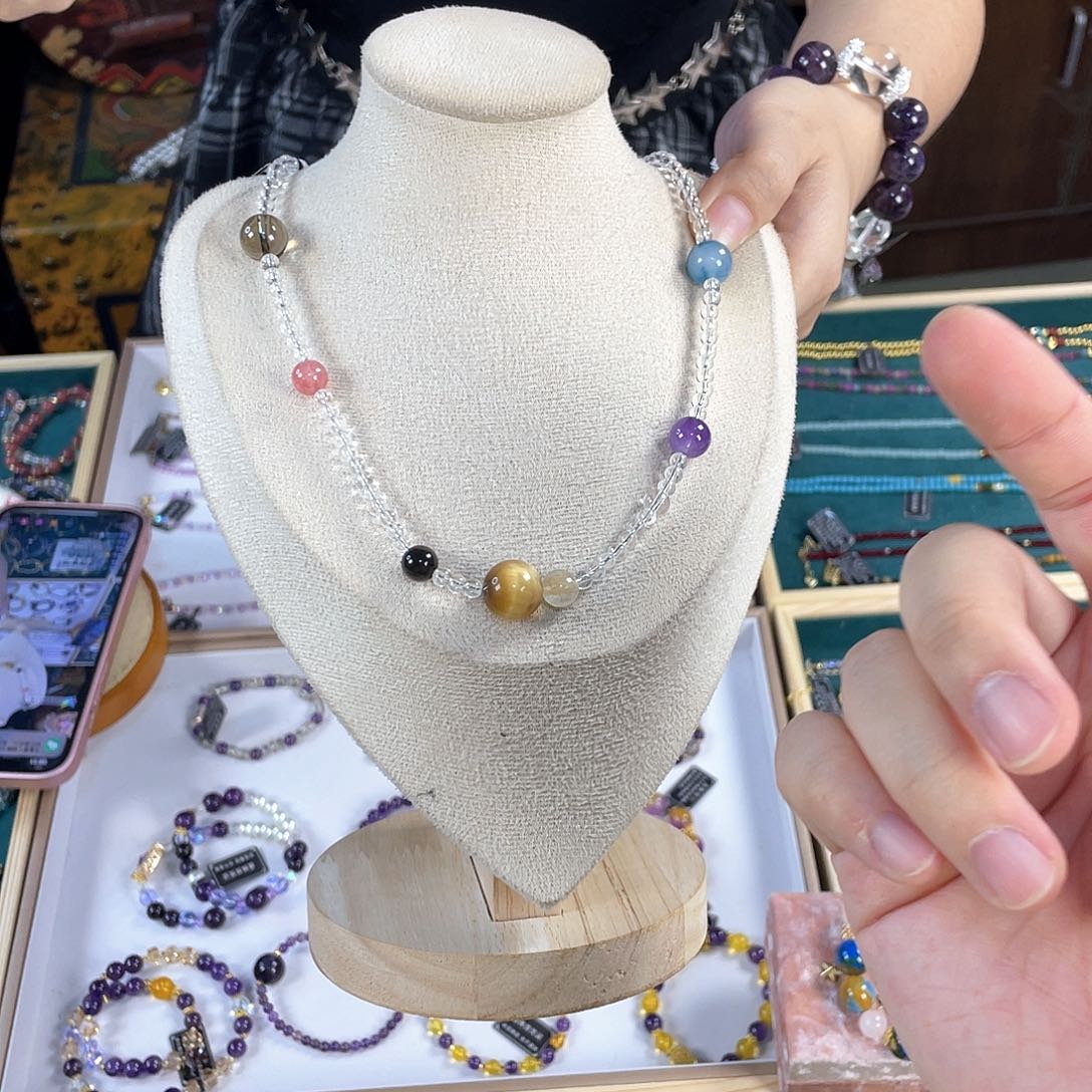 水晶手链银S925镀金镶嵌