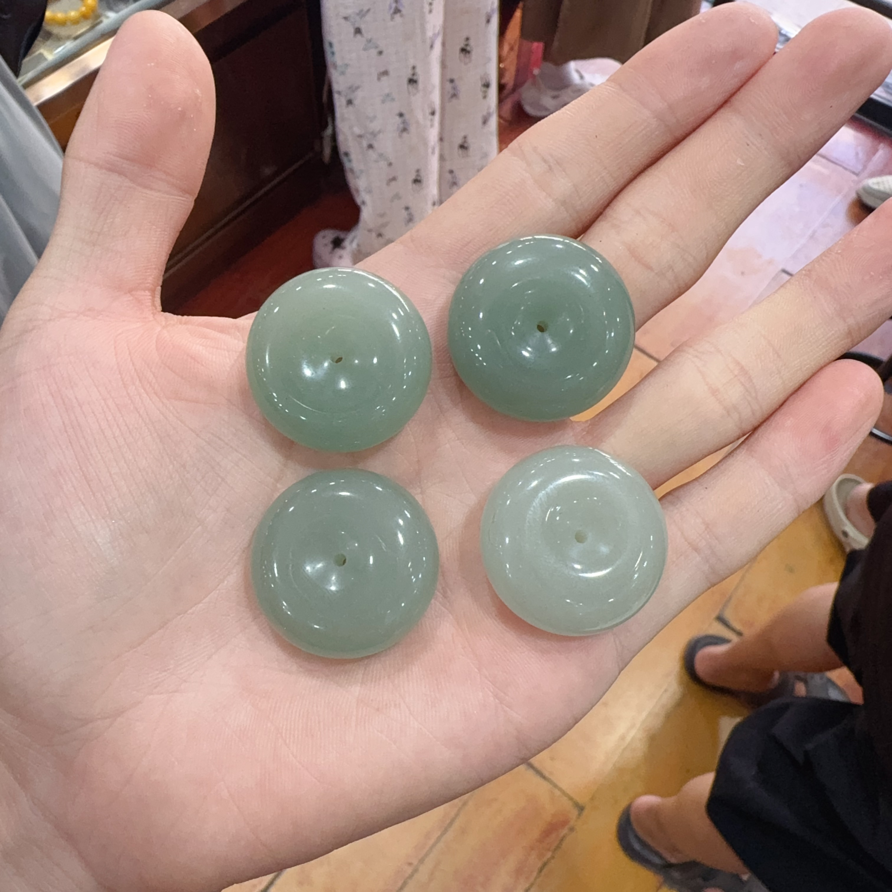 天然东陵玉平安扣吊坠约29-30mm多样性拍一发一ly带矿物质结构