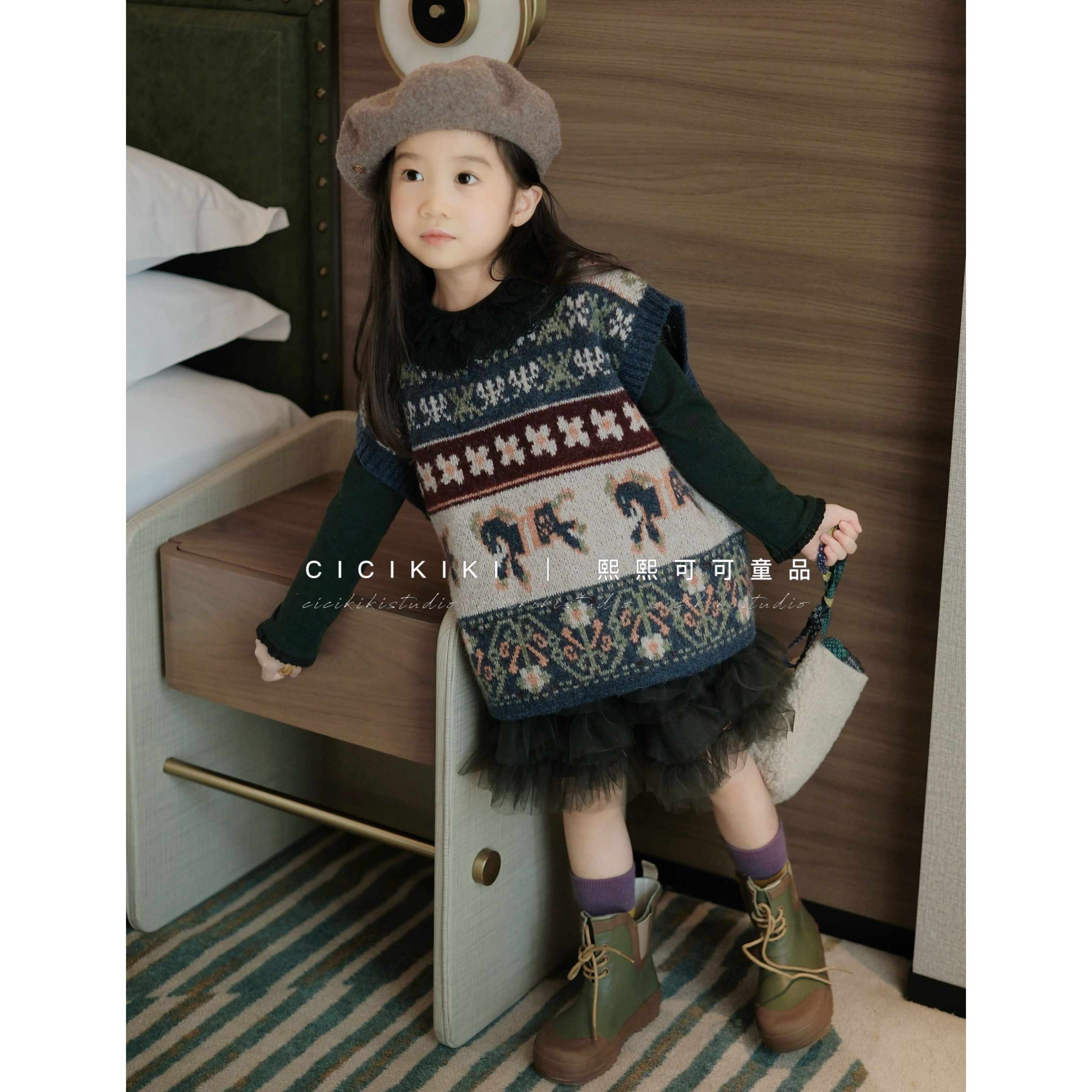 【熙熙可可】2025儿童童装秋冬针织时尚百搭马甲毛衣 MY2556