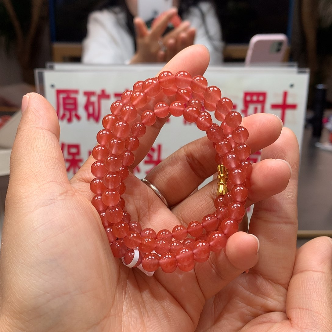 南红玛瑙南红6MM冰粉多圈未镶嵌
